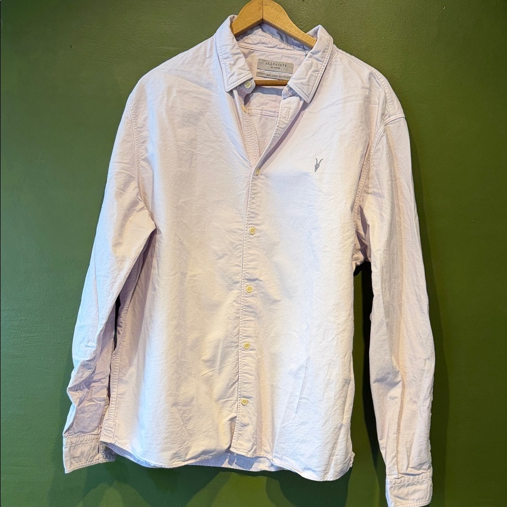 All Saints Men's Lavender Button Down Shirt